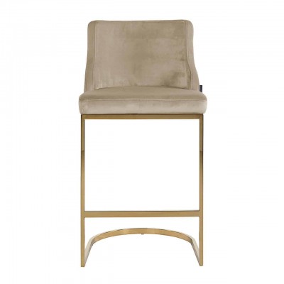 Barstoel Bolton Khaki velvet / gold Fire Retardant (Quartz Khaki 903)