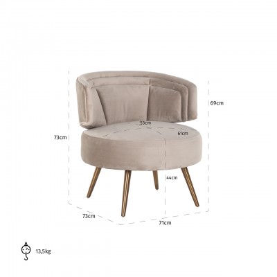 Fauteuil Hazel khaki velvet (Quartz Khaki 903)