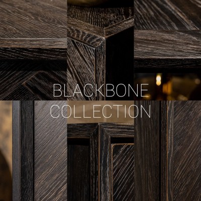 Eettafel Blackbone gold 140Ø (Black rustic)