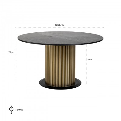 Eettafel Ironville Ø140 (Black/gold)