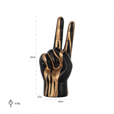 Deco object hand peace (Black/gold)