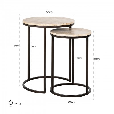 Avalon bijzettafel set van 2 (Bronze)