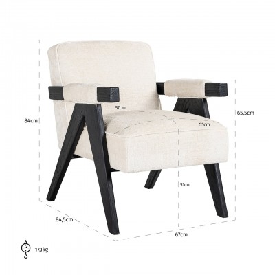 Fauteuil Cooper white chenille (Bergen 900 white chenille)