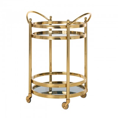 Trolley Hendricks rond goud met glas (Gold)