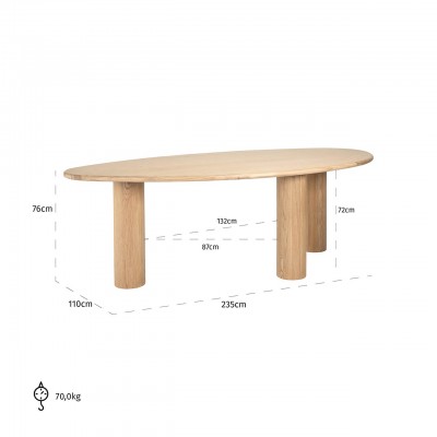 Eettafel Oakley 235 (Natural oak)