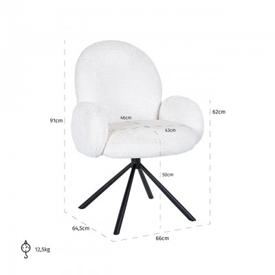 Draaifauteuil Jolie white sheep (Sheep 02 white)