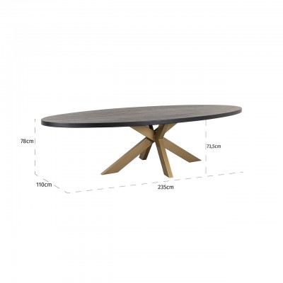 Eettafel Watson 235 incl. spinpoot goud (Black)