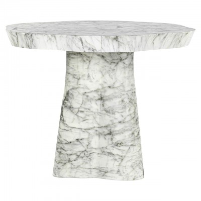 Eettafel Rockyard 100Ø faux wit marmer (White)